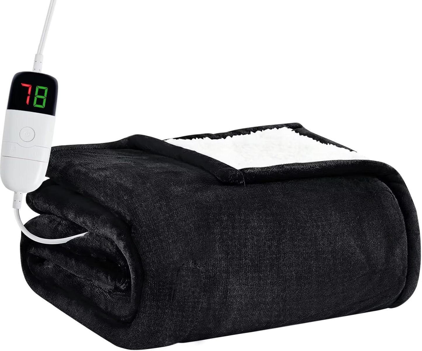 BOMOVA Heated Electric Throw Blanket - 50" x 60" Heating Blanket with 10 Heating Levels & 8 Hours Auto Off, Warm Flannel Blanket, Christmas Birthday Gifts for Women