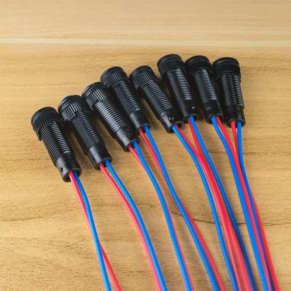 8pcs Blue LED Indicator Pilot Light 110VAC Mounting Hole Size 8mm(Flame Retardant Plastic Shell)
