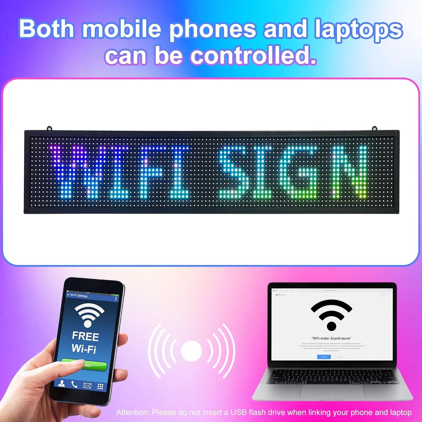 Programmable Scrolling LED Sign Outdoor Signs for Businesses Pantalla LED Para Publicidad Waterproof Digital Display Board - Custom Electronic Message Panel for Wall (Letrero) 39"X8"