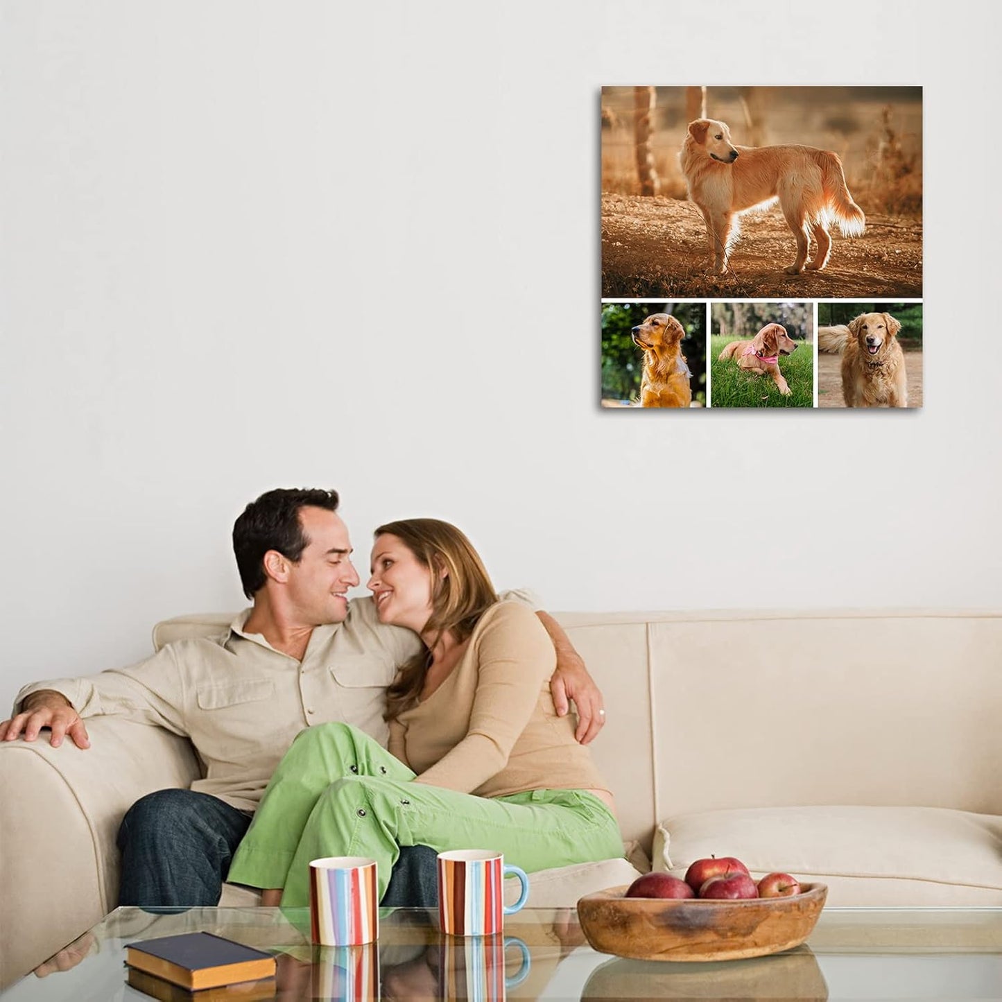 LZIMU Collage Canvas Prints with Your Photos Personalized Multi Pictures for Wall Custom Family Wedding Baby Pet Dog Photo to Canvas Customized Gifts Home Wall Decor (Collage Photo-9, No frame)