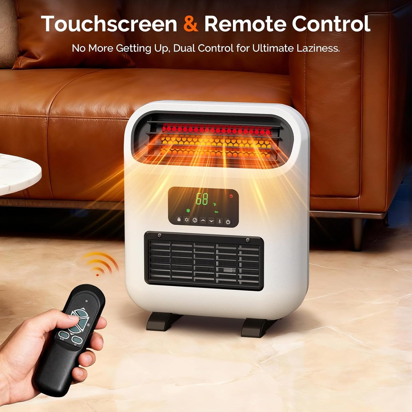 ROVSUN Small Wall Mounted Space Heater with Remote Control, Wall Heaters for Indoor Use, 12H Timer, Adjustable Thermostat, ECO Modes, Child Lock, Quartz Element, for Bedroom, Living Room, Home, 1500W