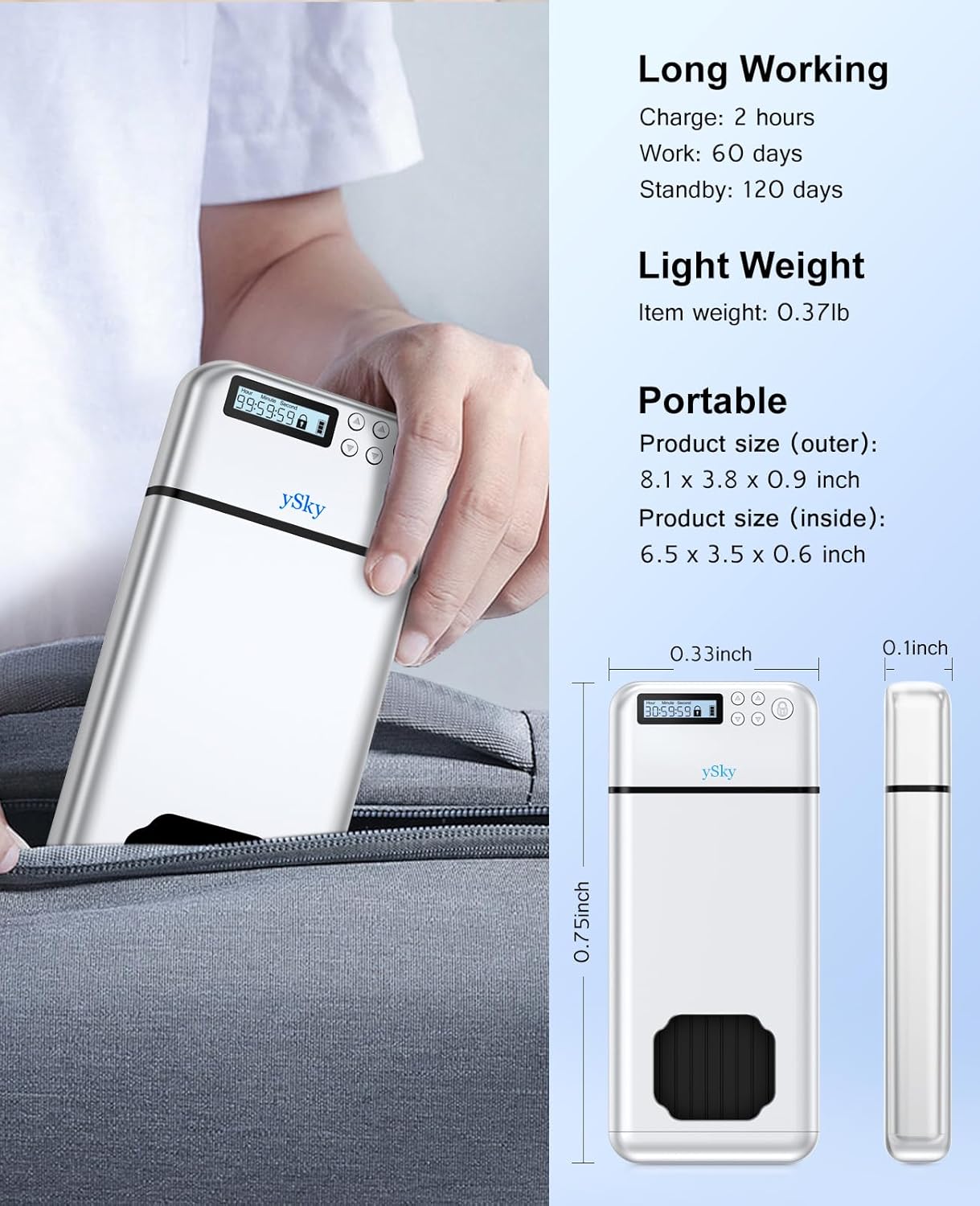 ySky Metal Phone Lock Box with Timer,Portable Timed Phone Lock Box for iPhone and Android Phones, Self-Control Timer Phone Locker to Help Kids,Students, Adults Focus Back, Phone Jail Box