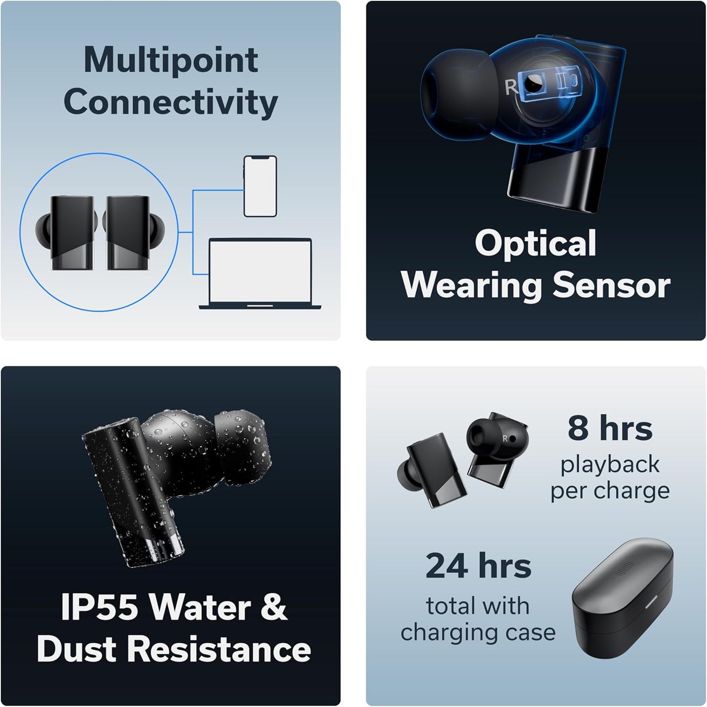 Status Pro X Wireless Earbuds, Triple Speaker Driver, Hi-Res Audio with LDAC, 52dB ANC, 6 Beamforming Mics with VoiceLoom AI for Clearest Calls