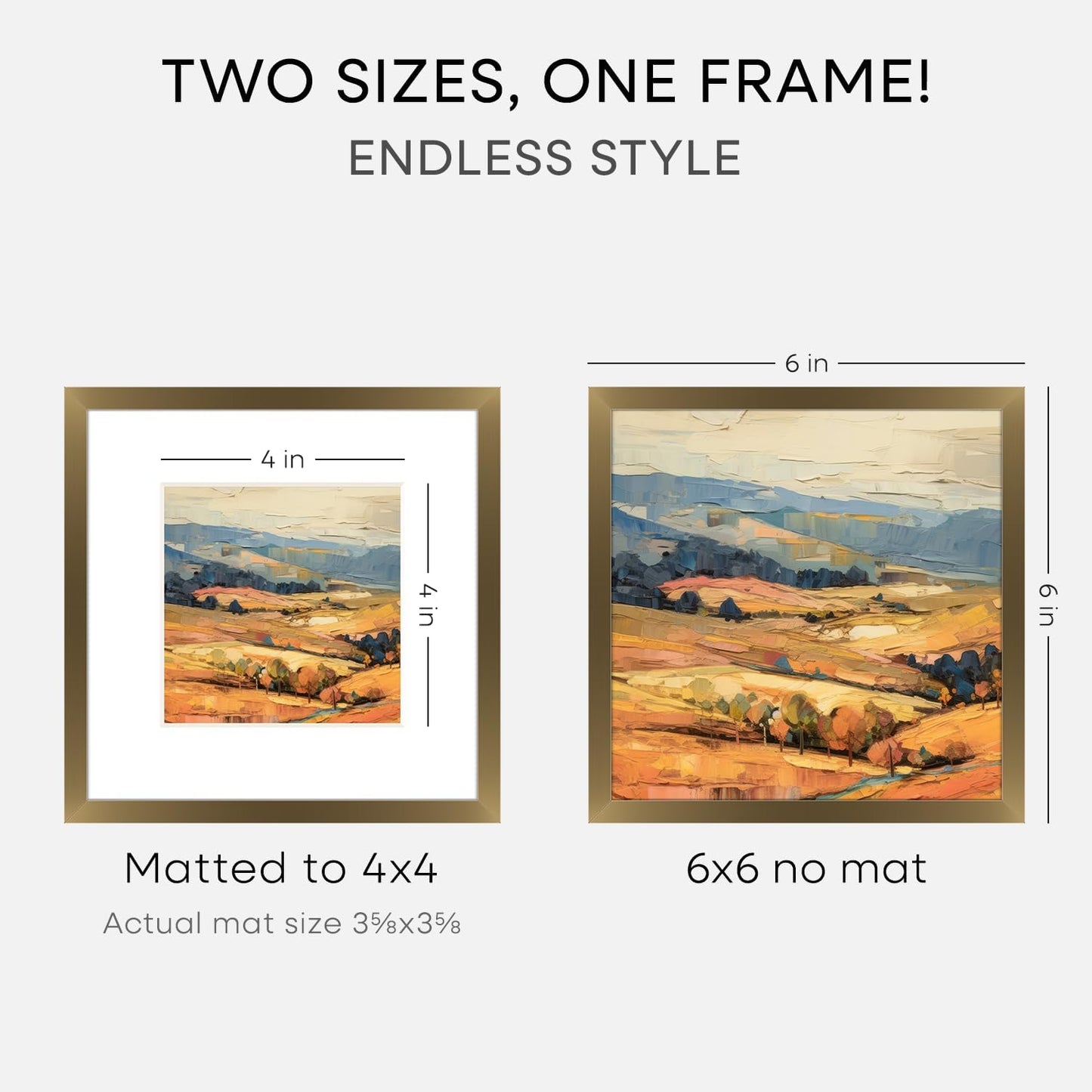 Homeforia 6x6 Picture Frames Bronze, High End Metal 6 x 6 Square Photo Frame with Mat 4 by 4, 6x6 Brass Frame Matted to 4x4 inch Print, 6by6 Wall or Tabletop Frames, Tempered Glass, Wall Kit, Set of 1