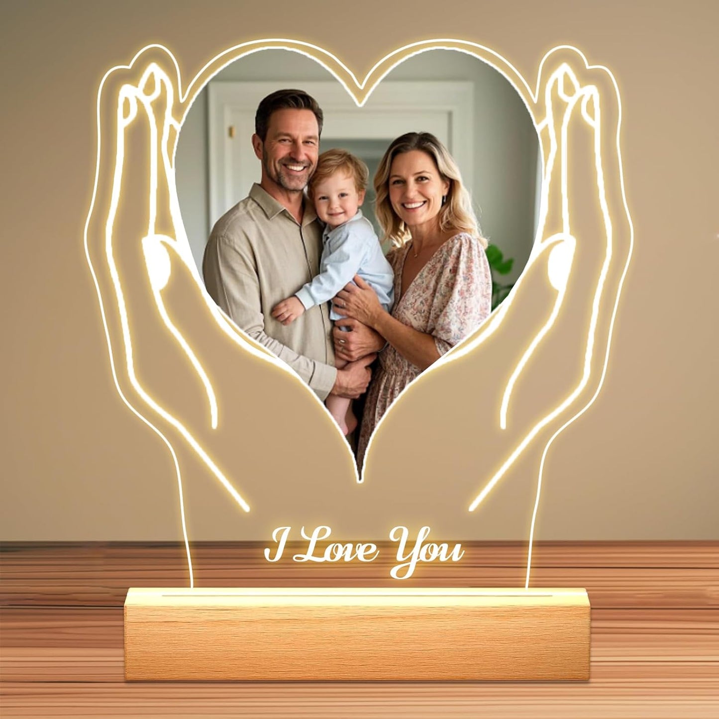 Personalized Picture Frames with Photo, Custom Photo Frame with Night Light, Customized Girlfriend Photo Gifts, Ideal Gift for Couples Anniversary Birthday Mom Dad Him Her