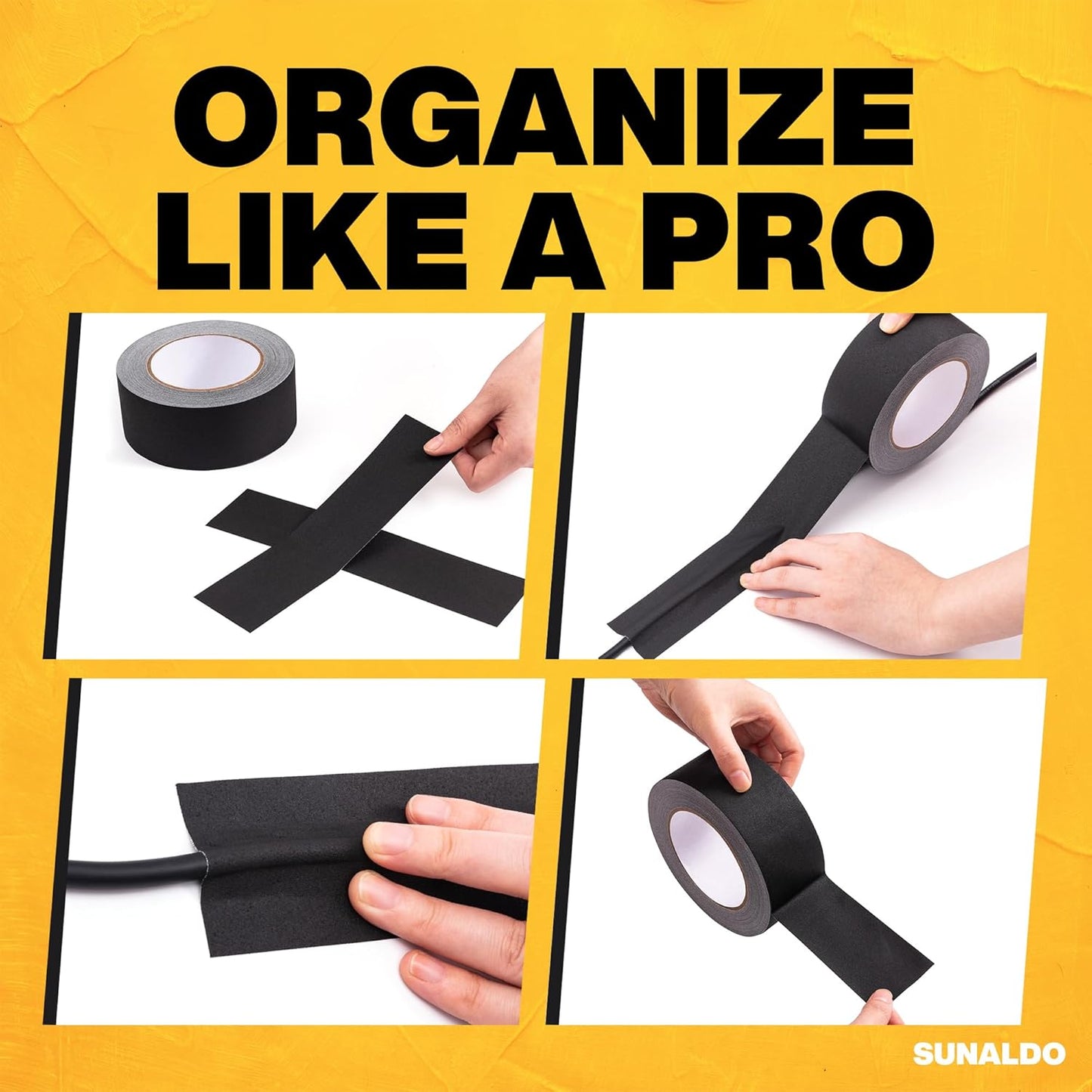 Gaffers Tape (2" x 30 Yards) Strong Hold, Easy to Rip, Residue-Free Professional Grade Floor Tape for Electrical Cords, Matte Finish Non Reflective, Weather Resistant (1 Pack, Black)