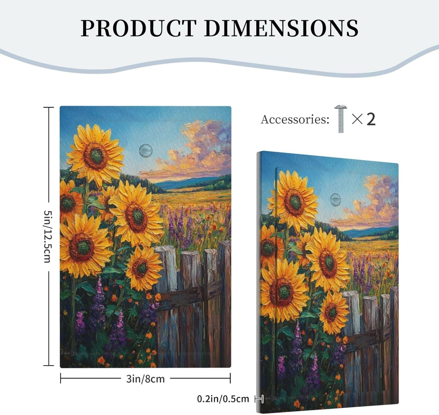 Decorative Light Switch Cover Plate Rustic Wilderness Sunflower Lavender Muzha Oil Painting 1 Gang No Device Single Blank Outlet Covers Wall Plate Cover Switchplate Faceplate