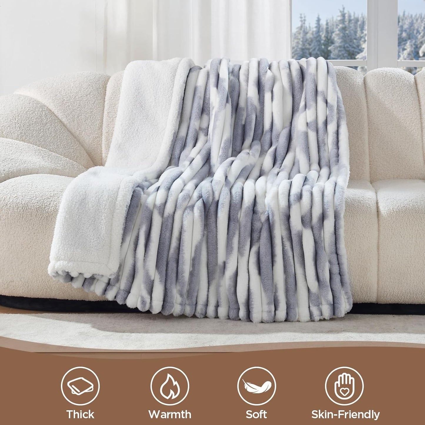 Westinghouse Electric Blanket Full Size, Super Cozy Luxury Faux Fur & Sherpa Heated Blanket with 10 Heating Levels & 1-12 Hours Auto Off, Fast Heating Blanket, Machine Washable, 80x 84 Inch Blue Gray