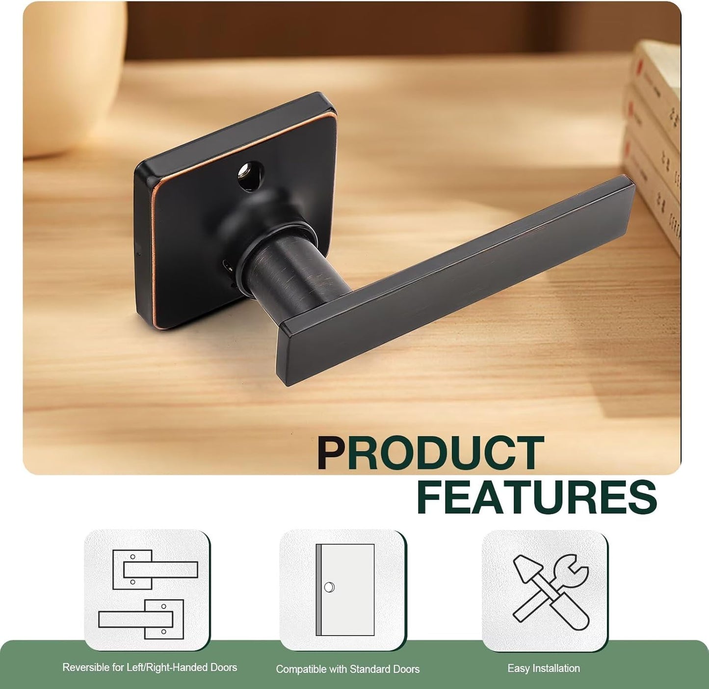 GOBEKOR 4 Pack Bronze Door Handles Interior Single Dummy Door Handle for Closets Keyless Interior Closet Door Levers