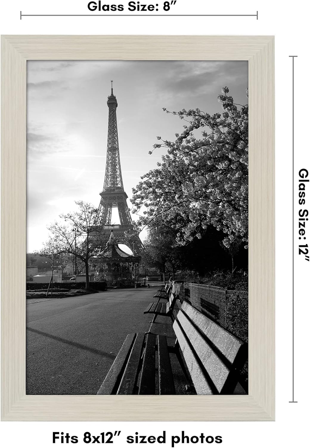 Americanflat 8x12 Picture Frame with Shatter-Resistant Glass - Signature Collection - Gallery-Style Frames Made of Engineered Wood - Photo Frame for Tabletop and Wall Display - Light Wood