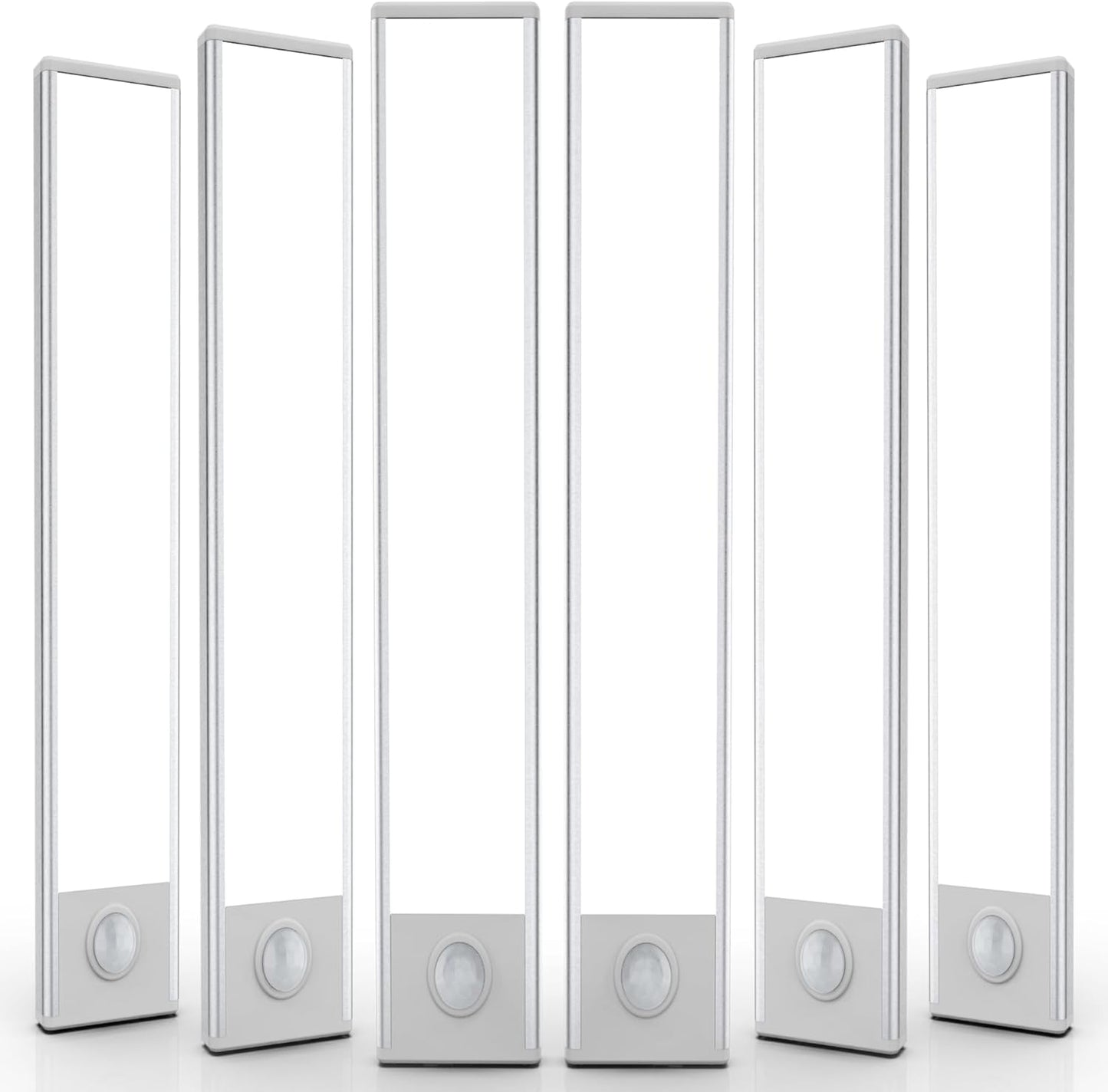 6 Pack Under Cabinet Lighting Wireless, 68 LED Rechargeable Battery Motion Sensor Light Indoor, Stick On Magnetic Closet Lights, Under Counter Lights for Kitchen, Stairs, White 16 in