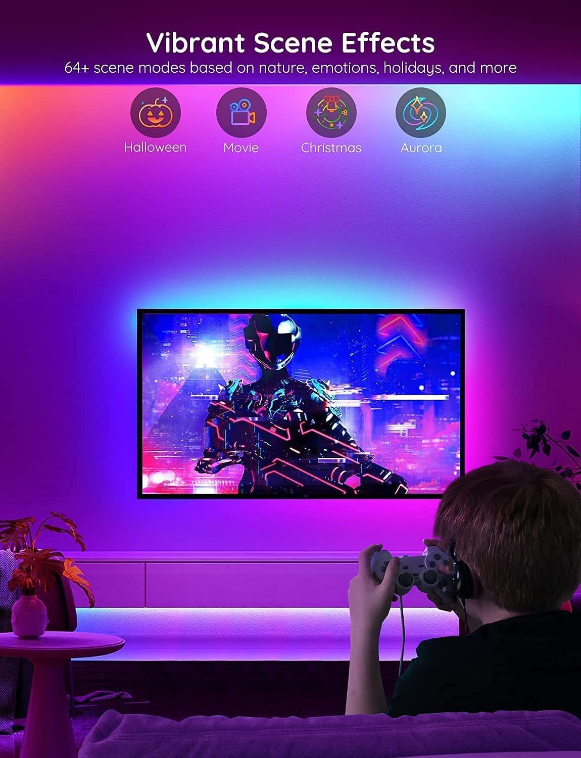 Govee RGBIC Alexa LED Strip Light 16.4ft, Smart WiFi LED Lights Work with Alexa and Google Assistant, Segmented DIY, Music Sync, Color Changing LED Strip Lights for Room, Bedroom, Holiday