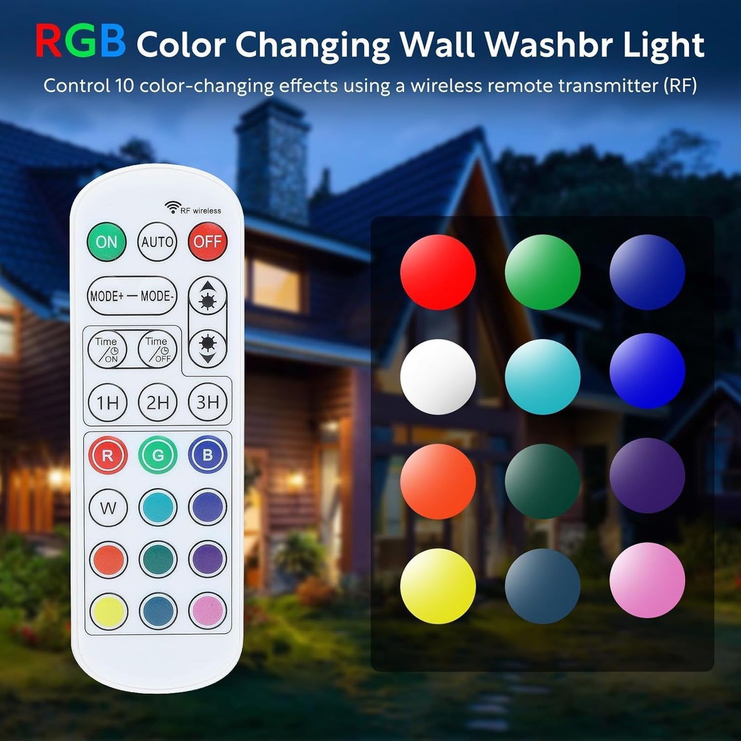 2Pack RGB Outdoor Wall Washer Lights, 72W 48 Inch Dimmable LED Wall Washer Light Bars with Remote, 120V IP67 Waterproof Led Light Bar for Yard Building Christmas Decorations, Plug and Play