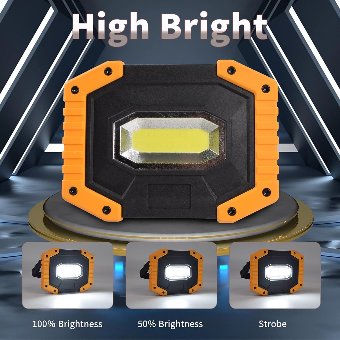 OTYTY LED Work Light 2-Pack, 30W 1500LM Portable Rechargeable Flood Lights with Magnetic Base, 4200mAh Battery for Outdoor, Camping, Hiking, Emergency, Car Repairing, Job Site Lighting (W841 Yellow)