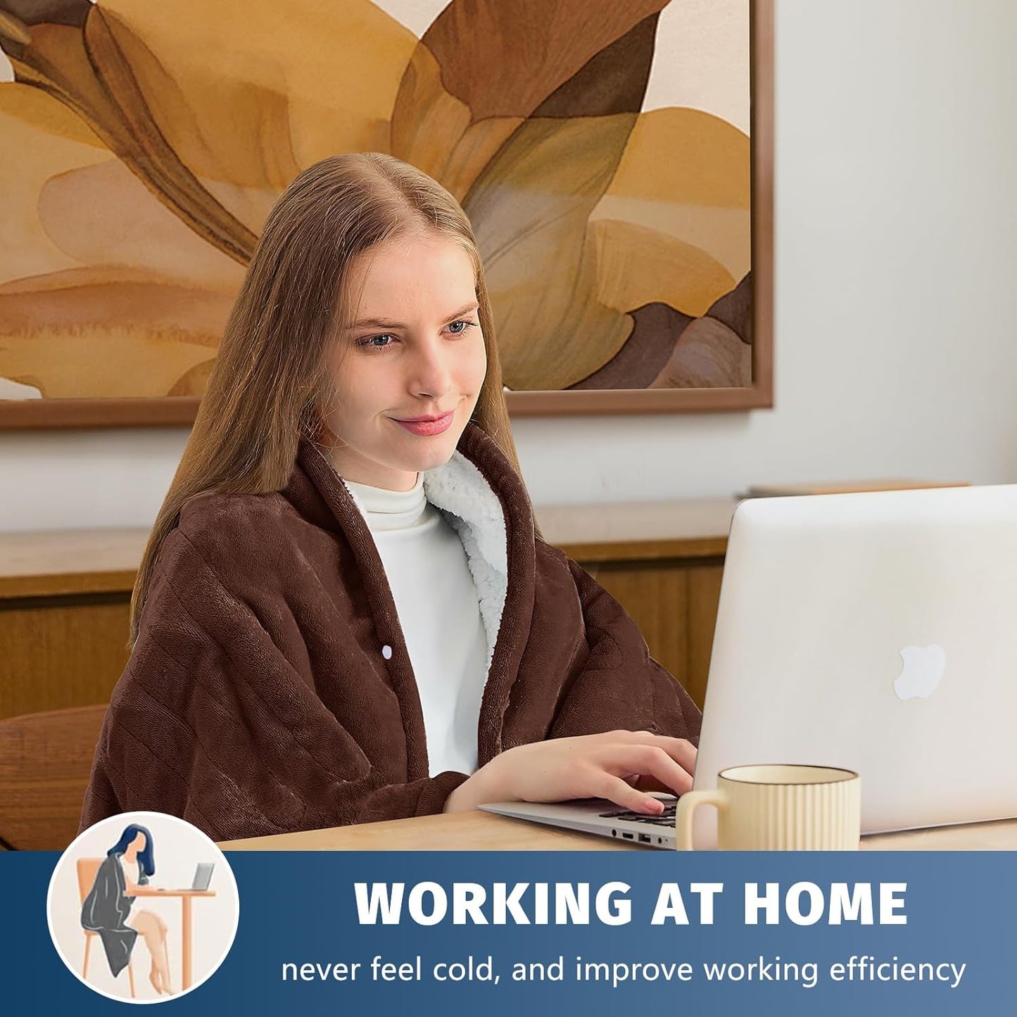 BOMOVA Heated Electric Blanket Throw Size- 50" x 60" Heating Blanket with 10 Heating Levels & 8 Hours Auto Off, Warm Flannel Blanket, Christmas Birthday Gifts for Women