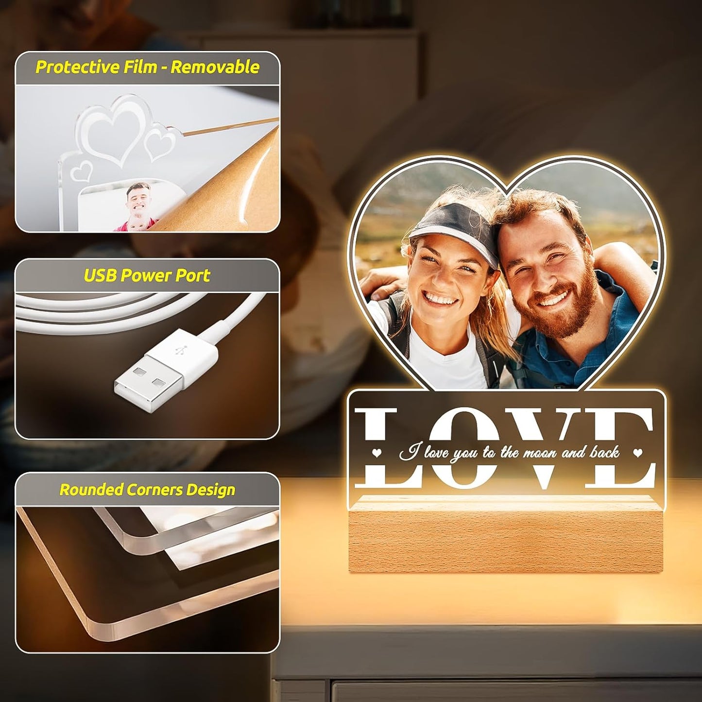 Custom Picture Frames, Personalized Photo Frame, Customized Picture Frame, Personalized Anniversary Valentines Day Gifts for Women Men Him Her Girlfriend Boyfriend Couple Wife