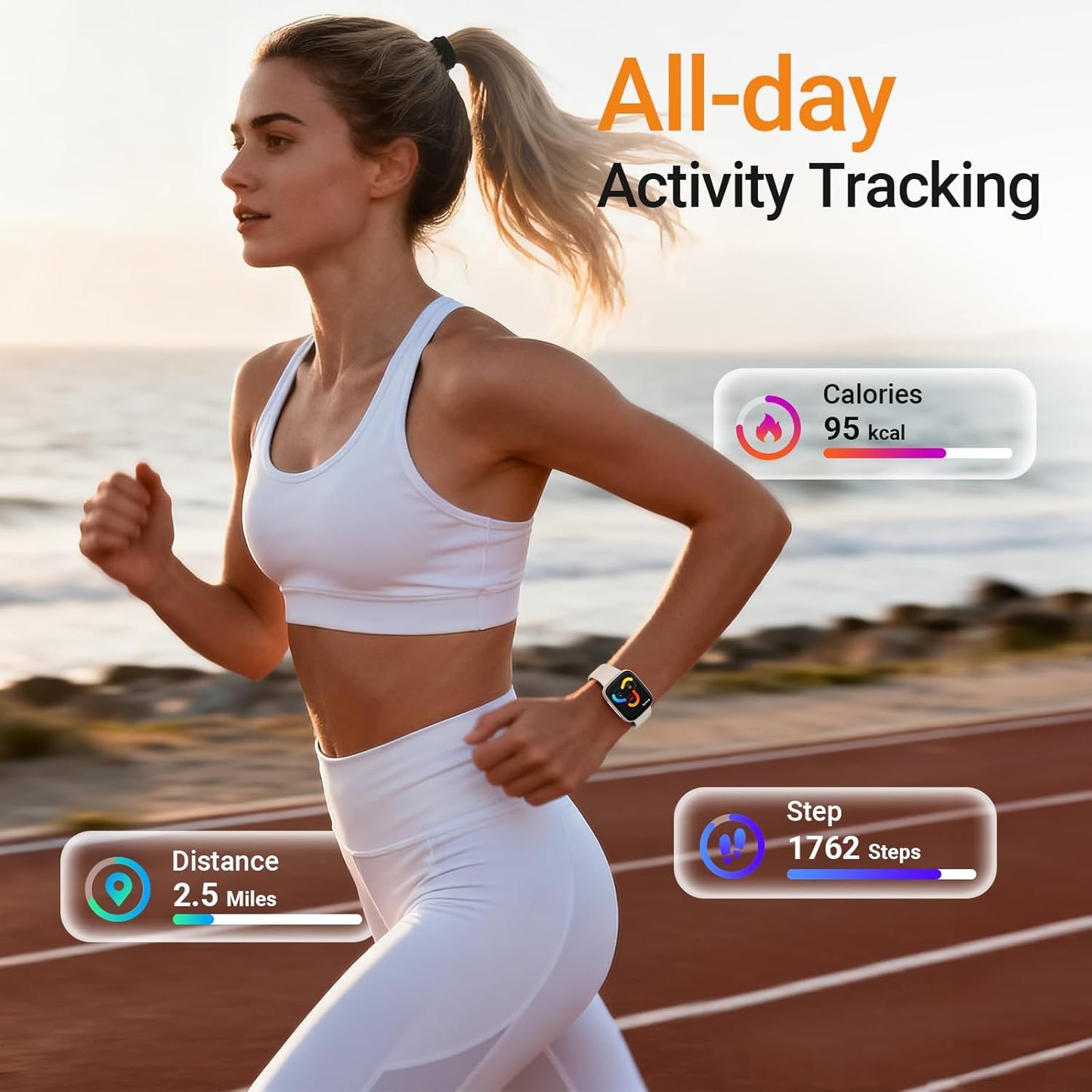 Fitpolo Smart Watch, 1.85" AMOLED Fitness Tracker with Bluetooth Call, Heart Rate/Sleep/SPO₂ Monitor, 100+ Sports Modes, 3ATM Waterproof Smartwatch for Android/iPhone/Samsung, Includes 2 Bands