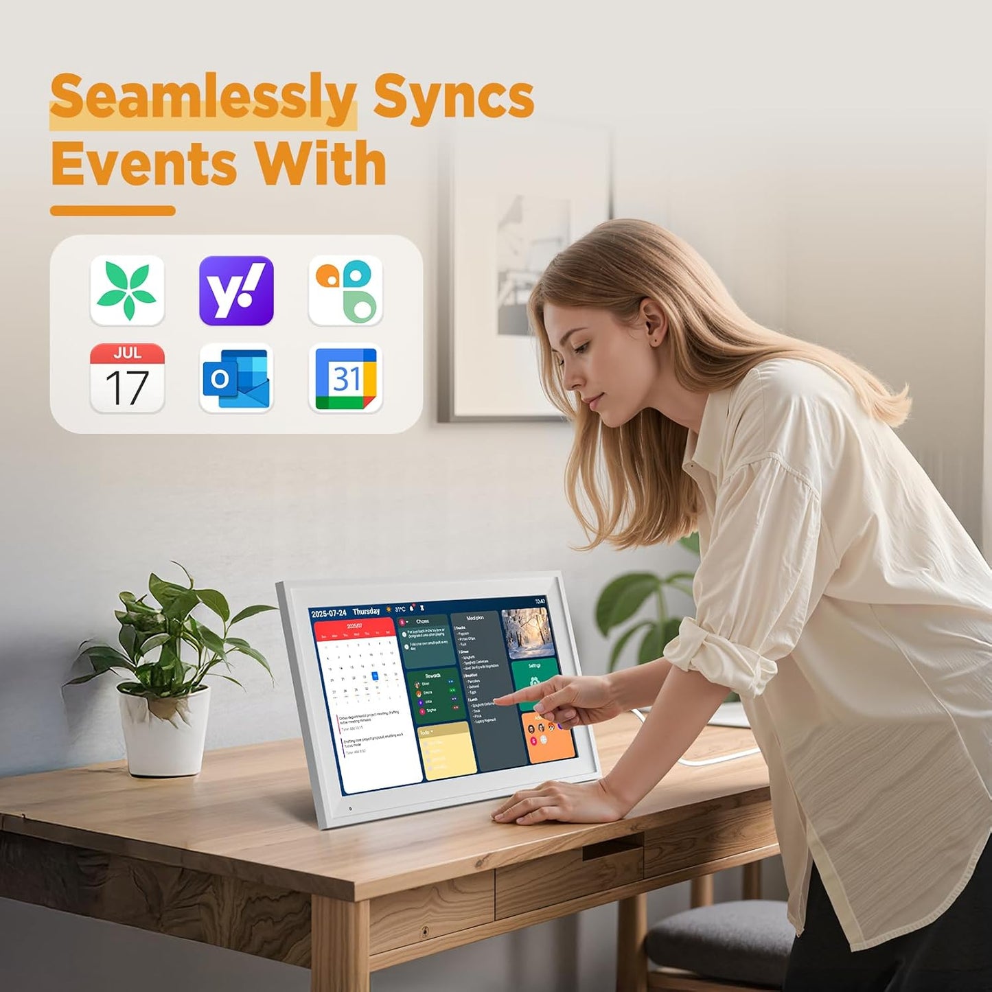 15.6 Inch Digital Calendar - Full HD IPS Smart Touchscreen Family Planner with Octa Core & 64GB, offering an Anti-Glare Electronic Calendar, Chore Chart, and Multi-Sync—Perfect Christmas Gift for Home
