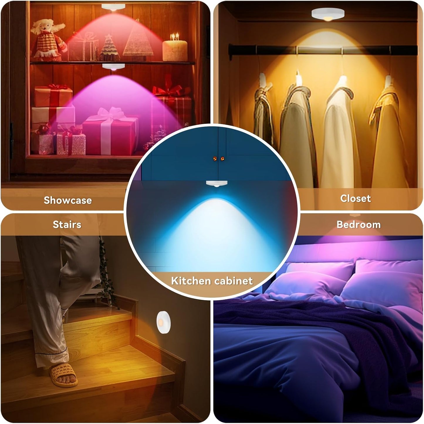 Rechargeable Puck Lights with Remote, 12 Pack Magnetic Under Cabinet Lighting, 1500mAh Battery Operated LED Tap Lights with Dimmer & Timmer for Kitchen, Closet, Shelf - 3 Color Temps & 12 RGB, White