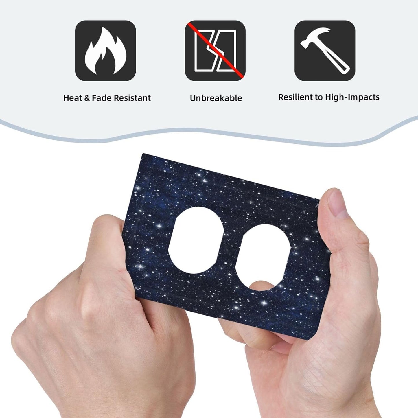 Wall Plate Decorative Light Switch Plate Covers Blue Night Sky Star Cosmic Starry Fantasy Galaxy Universe Space Single Duplex Switchplate 1 Gang Outlet Plate for Home Bedroom Bathroom Decor