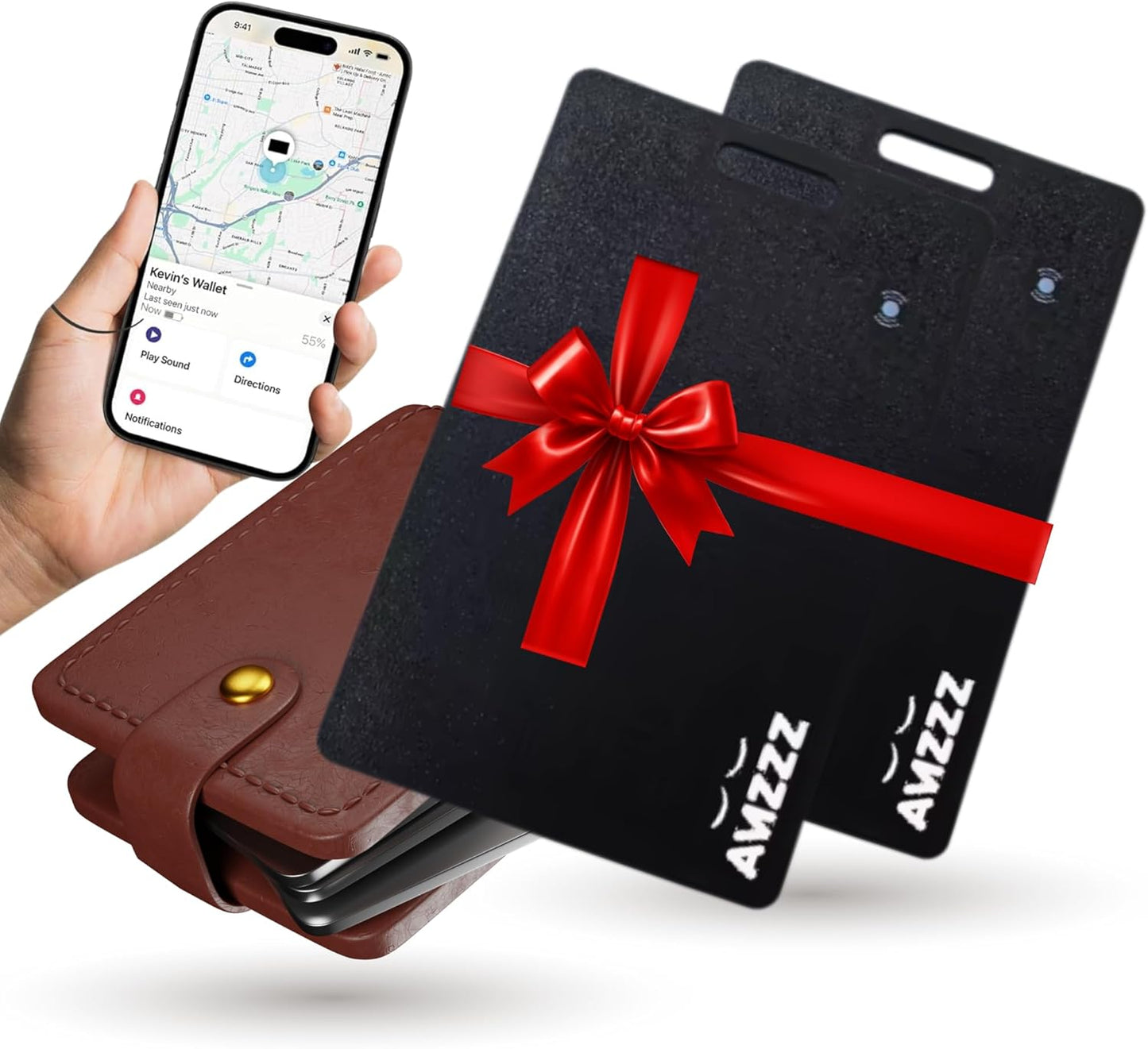 Pack of 2 Apple MFI Certified Airtag Tracker Card for Apple Find My, Rechargeable Card, Only 0.07in, Finder, Tracking Card with Keychain Hole, Item Locator for for Wallet, Keys, Bags, Gift