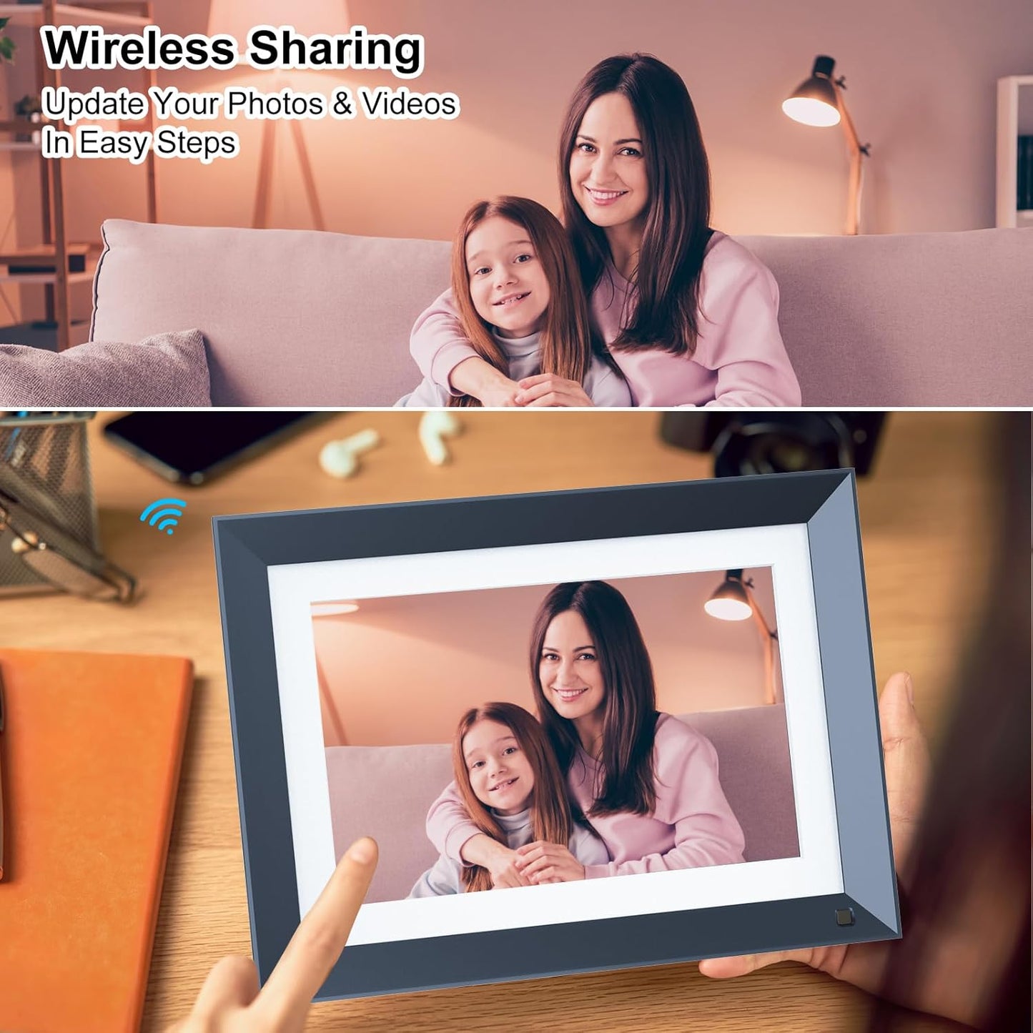 10.1-inch Digital Picture Frame WiFi-Photo-Frame - 16GB Smart Frame, IPS Touch Screen, Auto-Rotate, Slideshow, Load Photo Video from Phone to Digital Frame Via App Email, Free Cloud, Gifts for Mom Dad