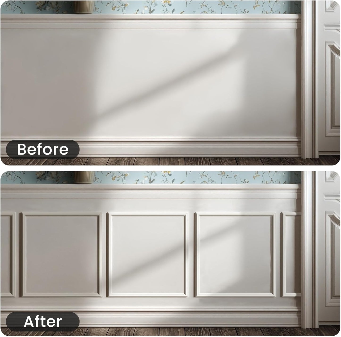 Peel and Stick Wainscoting Panels Kit, 3 Sets 20''x20'' Premade Wall Molding Peel and Stick Panels for Interior Wall Trim, Easy DIY Wainscoting Panels Peel and Stick Decor