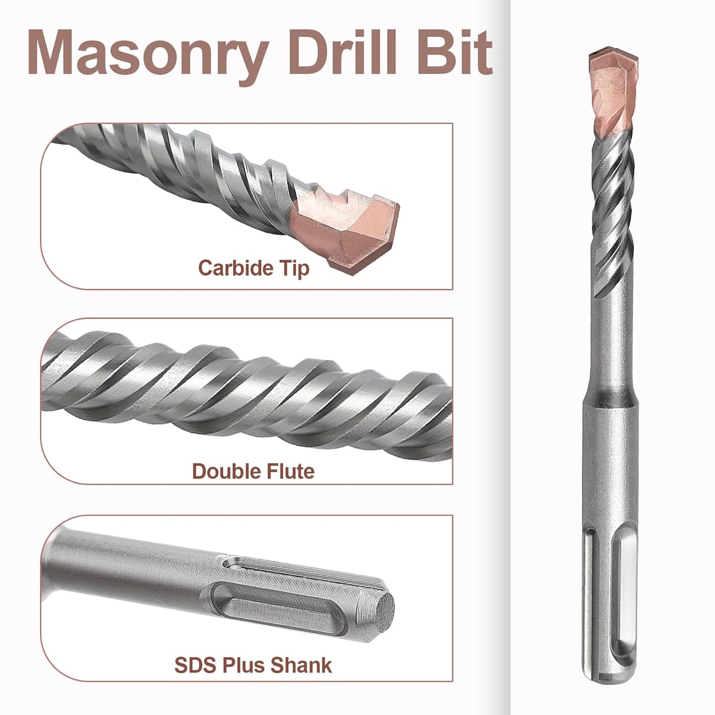 1/4 in x 13.75 in (6x350mm) SDS Plus Masonry Drill Bit, Rotary Hammer Drill Bit,Concrete Drill Bit for Concrete, Brick, Block,1/4 in x 11.25 x 13.75 in