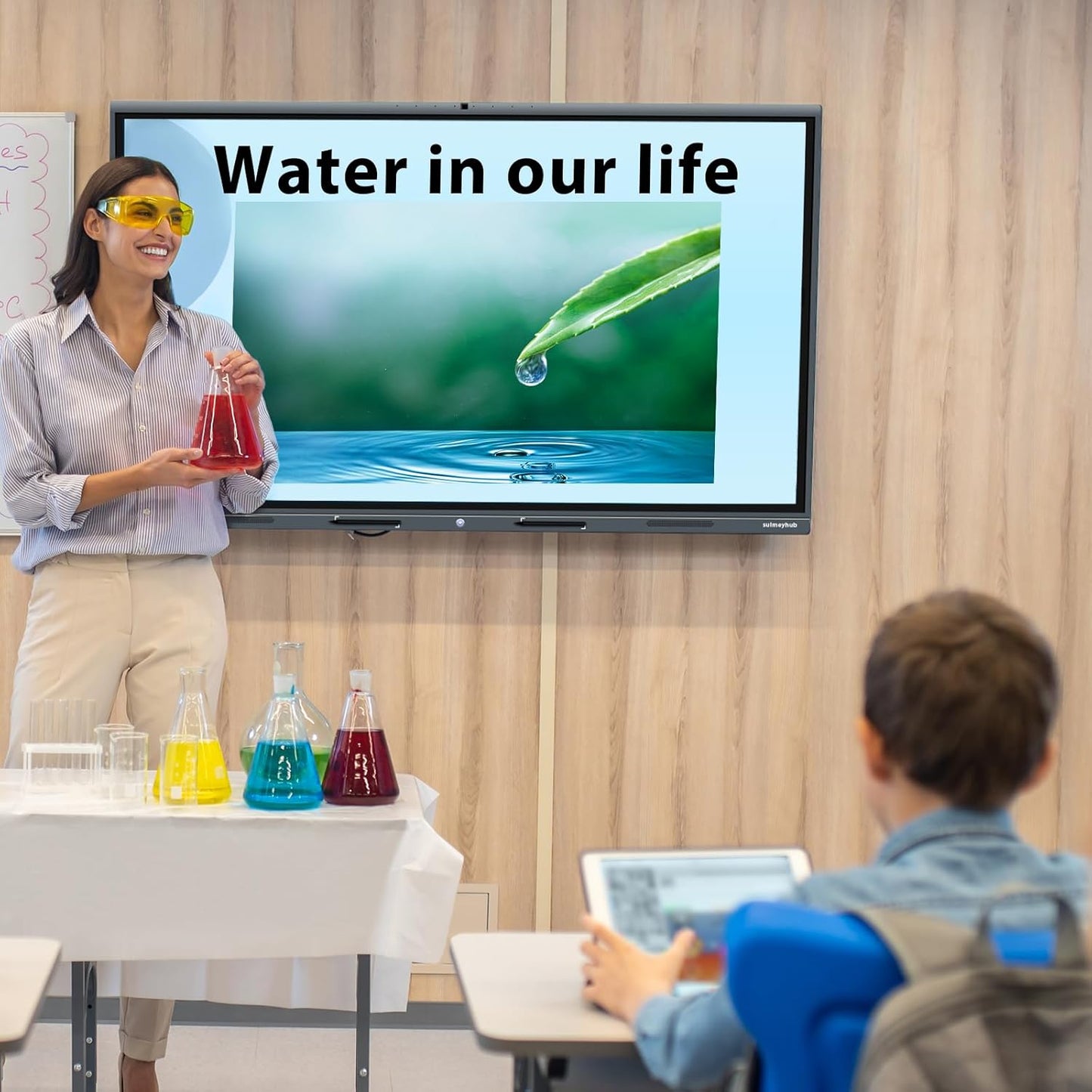 55'' 4K Smart Board, Android 14 OS 8+128 GB Interactive Whiteboard, Electronic Digital Whiteboard with Open App Ecosystem, Built in 20MP Camera for Home, Office and Classroom