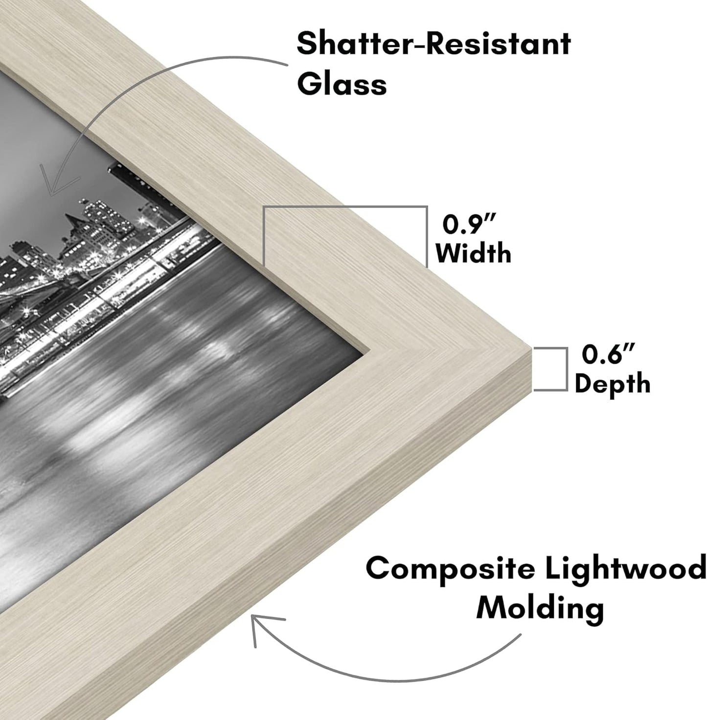 Americanflat 8.5x14 Picture Frame with Shatter-Resistant Glass - Signature Collection - Gallery-Style Frames Made of Engineered Wood - Photo Frame for Wall Display - Light Wood