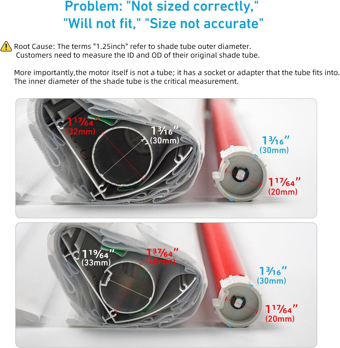 Rollerhouse Motor Only for 1.25" (32mm) Tube - Battery Powered Tubular Shade Motor - Fits 32mm Outside Diameter Roller Blinds - Requires Separate Remote & Charger (Motor Unit Only)