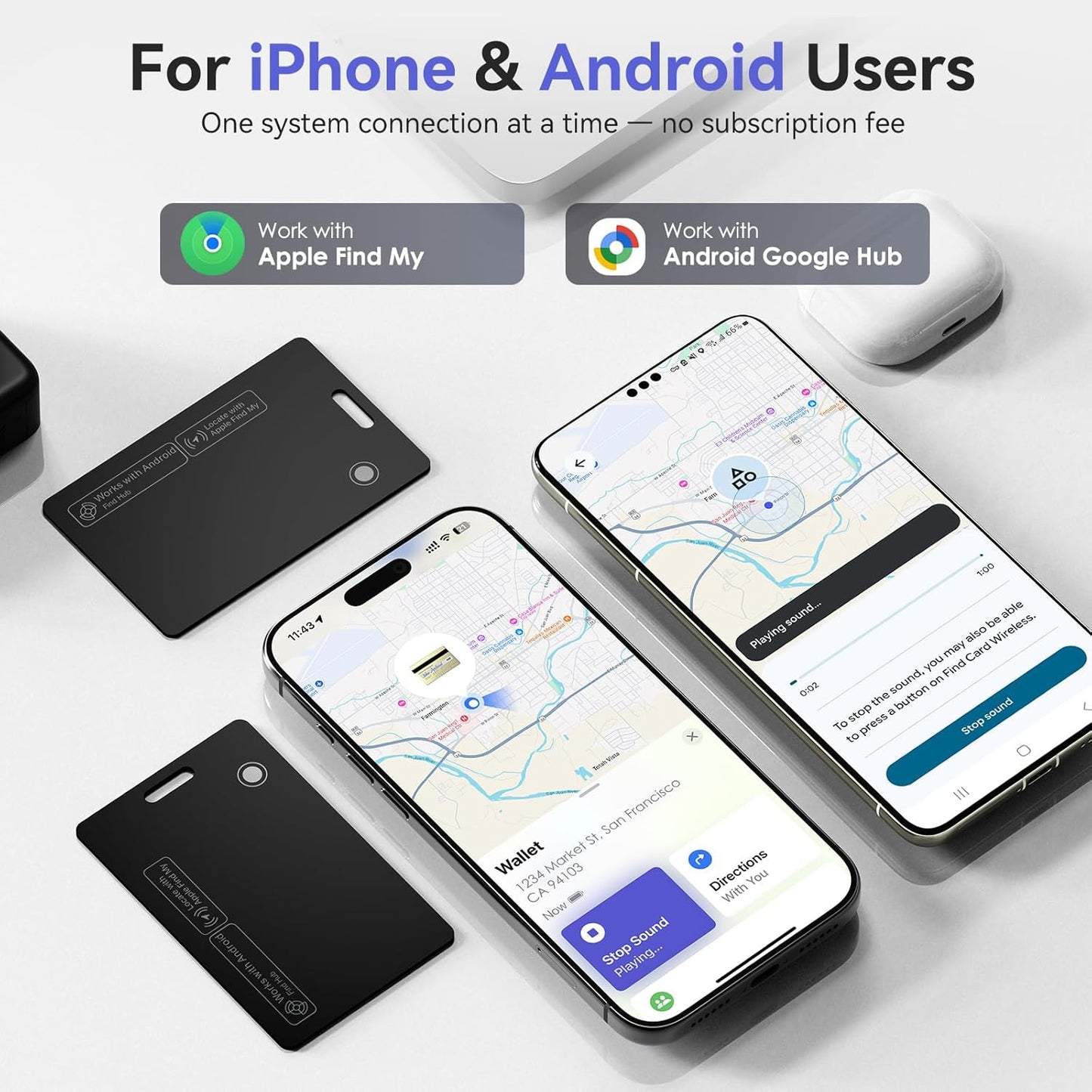 Wallet Tracker Card Air-Tag - for Android & iOS, Work with Google Find Hub & Apple Find My, 0.07in Slim Tracking Card, IP68 Waterproof Bluetooth Smart Item Locator for Luggage, Gifts for Men Women