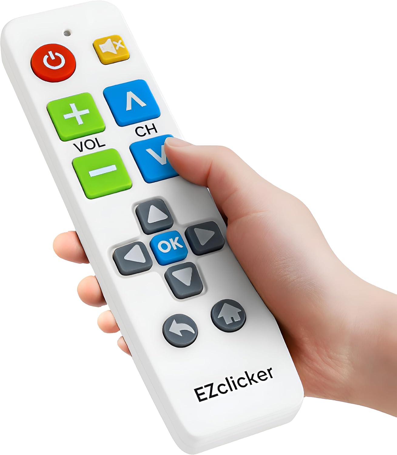 Plus Big Button Universal TV Remote (White) Simple Easy to Use, Works with Major TV Brands (2xAAA Batteries Not Included)