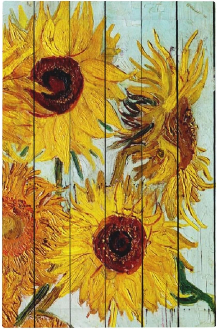 Light Switch Cover Plate Sunflowers Oil Paintings Wood Floral 1 Gang No Device Blank Electrical Wall Plates Faceplate Decorative Switch Plate For Farmhouse Bed Room Decor
