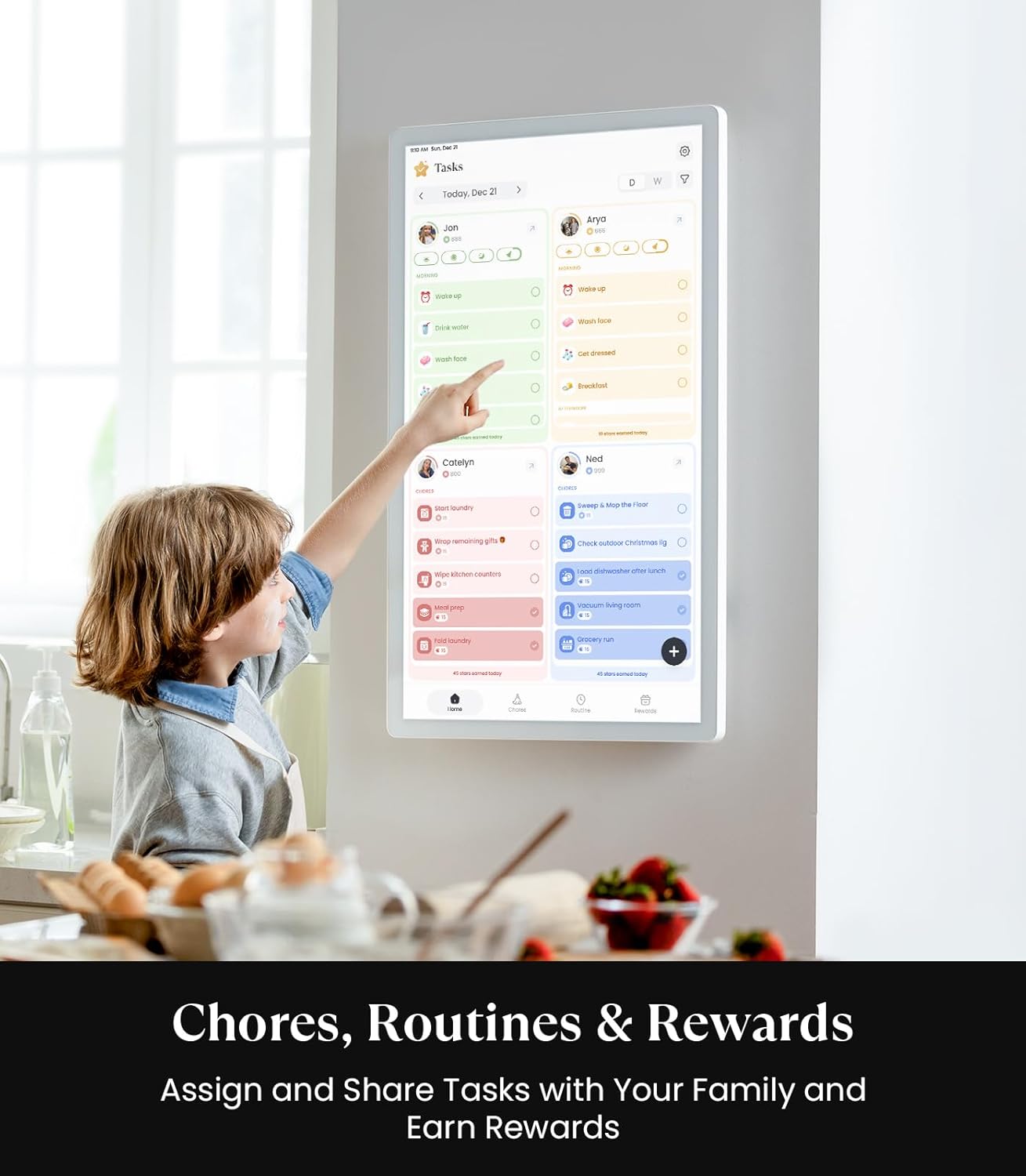 Cozyla Digital Calendar+ 2: 32 inch Wall Planner Touch Screen Chore Chart Customize Dashboard Smart Electronic Calendar for Family Schedules Meal Planner Support Any Google Play App Wall Mount White