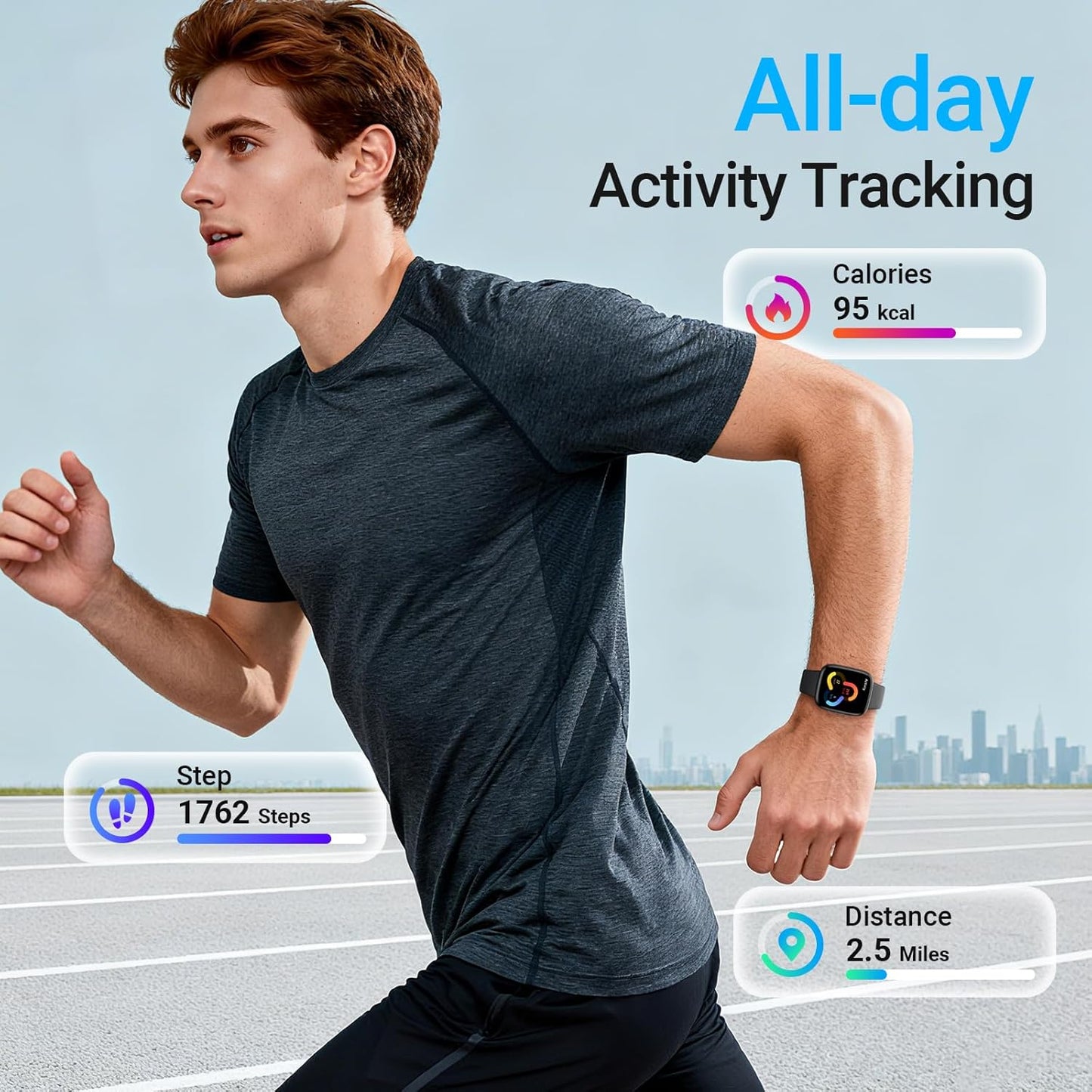 Fitpolo Smart Watch, 1.85" AMOLED Fitness Tracker with Bluetooth Call, Heart Rate/Sleep/SPO₂ Monitor, 100+ Sports Modes, 3ATM Waterproof Smartwatch for Android/iPhone/Samsung, Includes 2 Bands