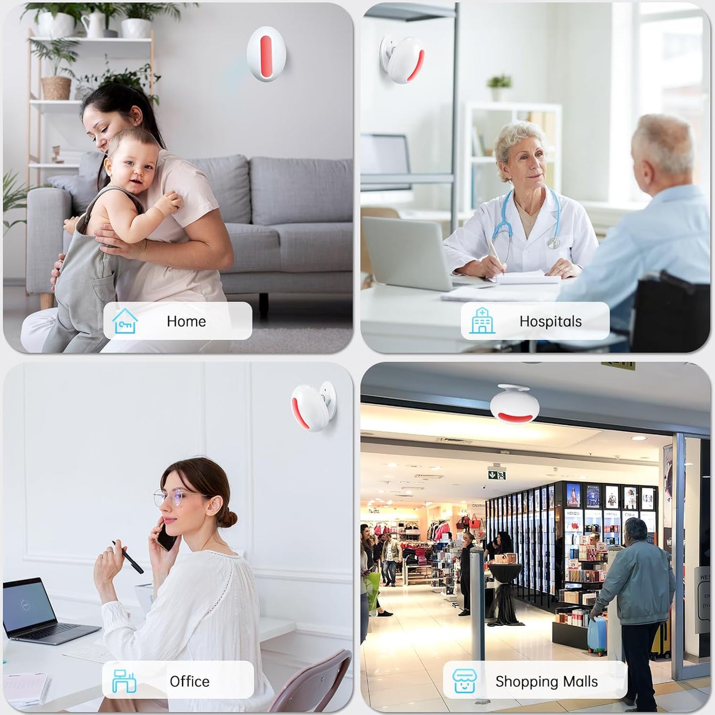 Wireless Motion Sensor Alarm Indoor -Door Chime for Business, Store Welcome Buzzer Monitor with Colorful LED Light 500 FT Range Commercial Door Entry Alert, Caregiver Reminder for Elderly