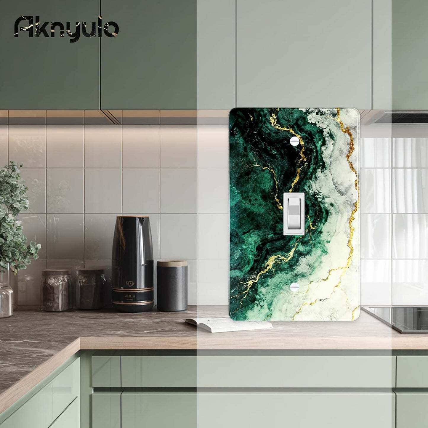 Modern Abstract Lexury Dark Turquoise Teal Blue Gray Marble Textured Acrylic Switch Wall Plate Light Switch Plates Cover Durable Acrylic Wall Plate Decorative Single Gang Wall Plate
