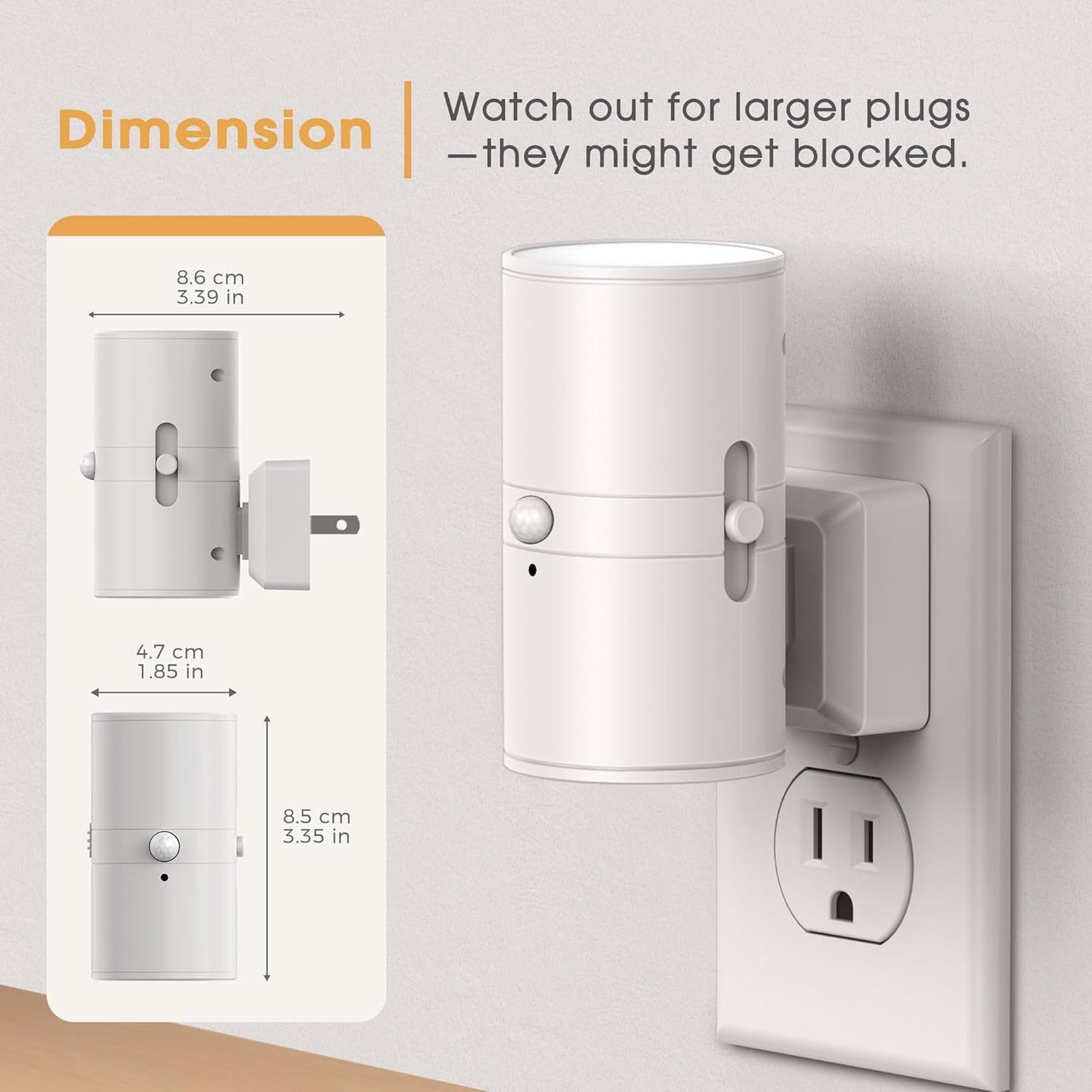 Briignite Motion Sensor Night Light,Motion Activated Plug in Night Lights, 0-100LM Dimmable Soft White 3000K, Motion Sensor Light Indoor for Bathroom Hallway Bedroom Stairway Kid Elderly Pet