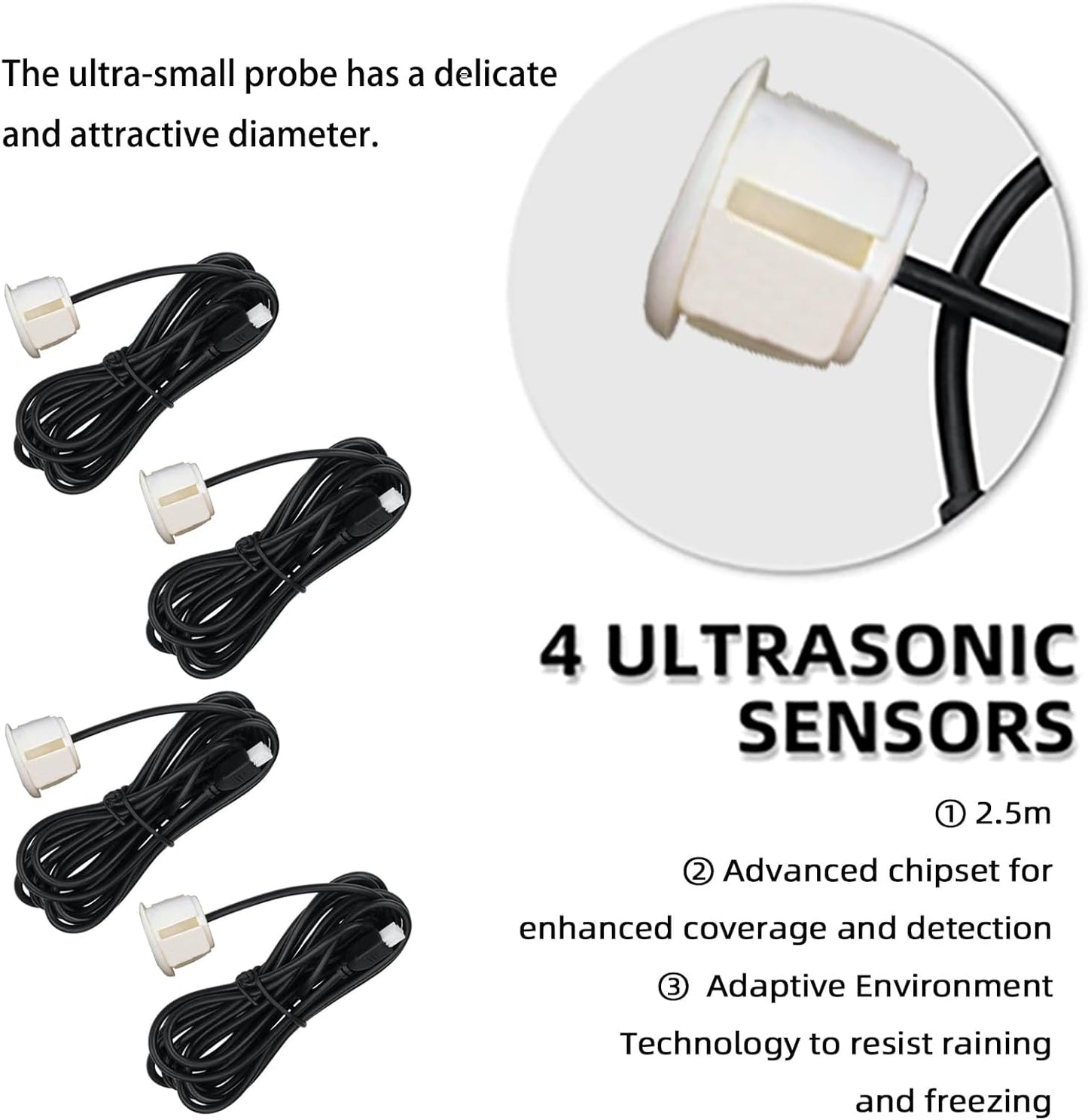 LCD Parking Sensor Kit - Displays Data on Original Screen, Easy Rear Installation, Compatible with CVBS Cameras (Not for AHD), 18 Probe Colors to Match Any Vehicle
