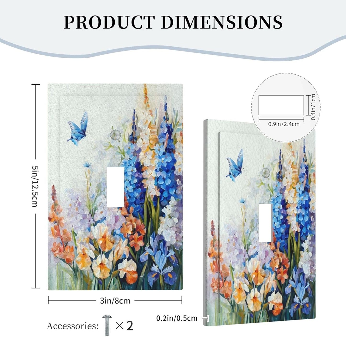 Decorative Light Switch Plate Covers Rustic Colorful Floral Garden Flowers 1 Gang Light Switch Cover Plate Single Toggle Wall Plate Outlet Covers Faceplate for Country Bedroom Home Decor