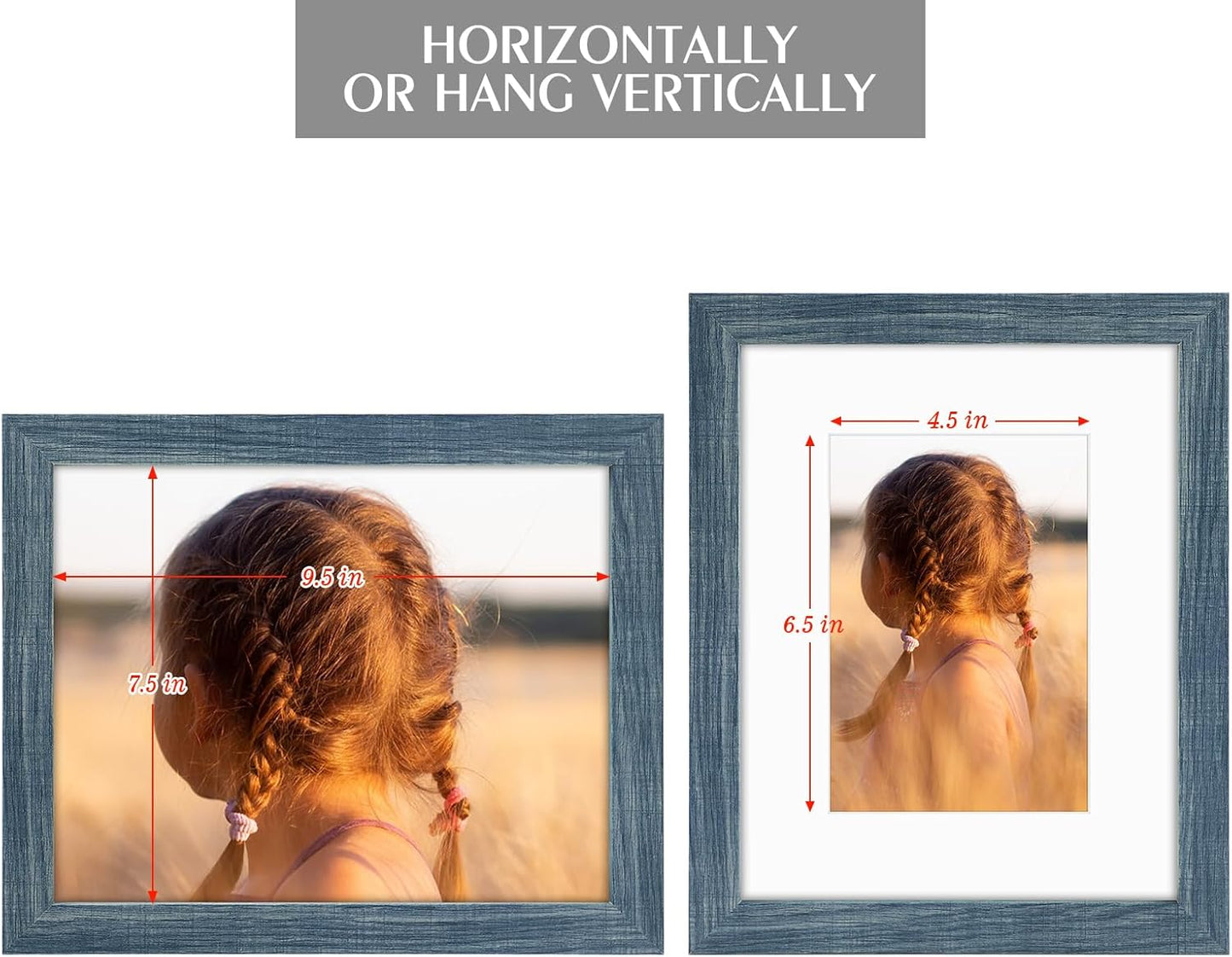 Golden State Art, 8x10 Picture Frame with Mat for 5x7 Photo - High Definition Glass Wall Mounting or Tabletop Display (Blue, 1 Pack)