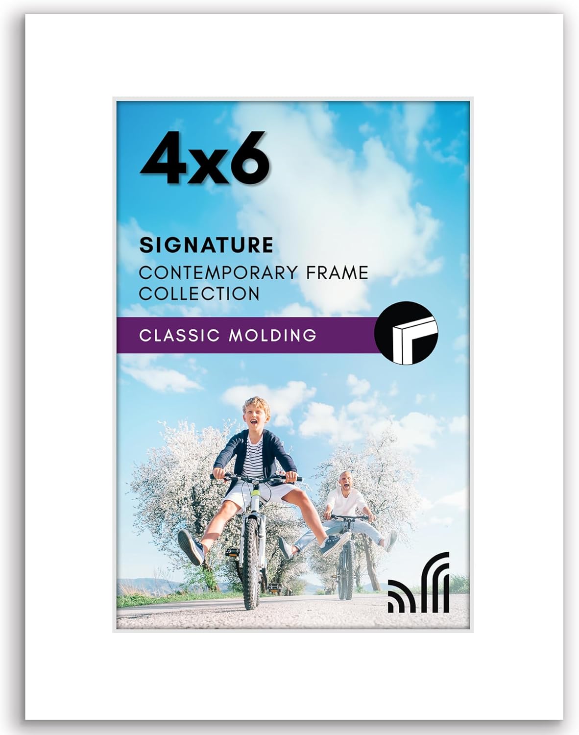 Americanflat 4x6 Picture Frame with Shatter-Resistant Glass - Signature Collection - Gallery-Style Frames Made of Engineered Wood - Photo Frame for Tabletop and Wall Display - White