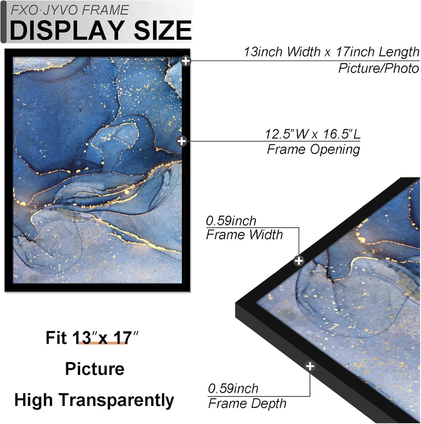 13x17 Picture Frame Set of 6, Black Frame for 13 x 17 Inch Picture Poster Photo, Light Weight and High Transparent 13 by 17 Frame for Wall - 6 Pack/Black/13 x17