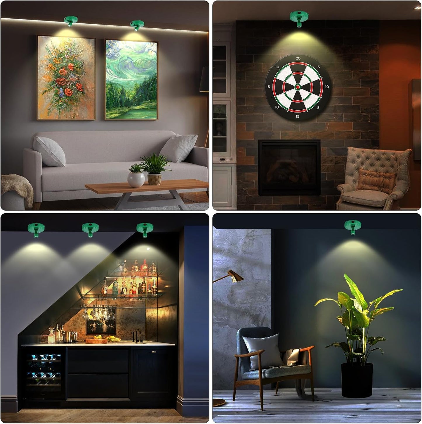 LED Spotlight Battery Powered, Wireless Picture Light, Accent Spot Light for Indoor Plant Tree, Display Puck Lights with Remote, Stick on Uplighting for Photo Painting Dartboard Wall Decor Artwork
