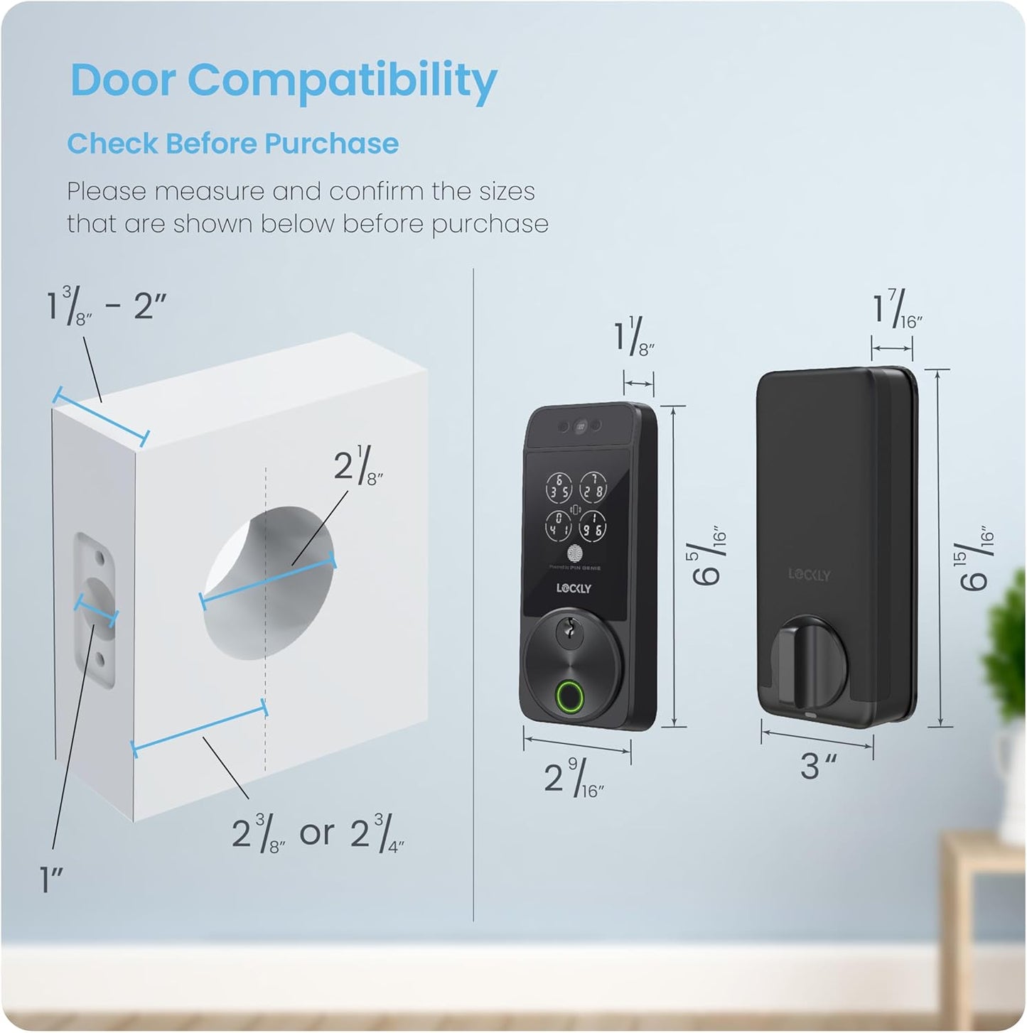 Lockly Visage Zeno Series Smart Lock, Facial Recognition & Fingerprint Keyless Entry Door Lock, Built-in Wi-Fi Deadbolt with Apple Home Key, PIN Genie Keypad, App Remote Control, Easy Installation