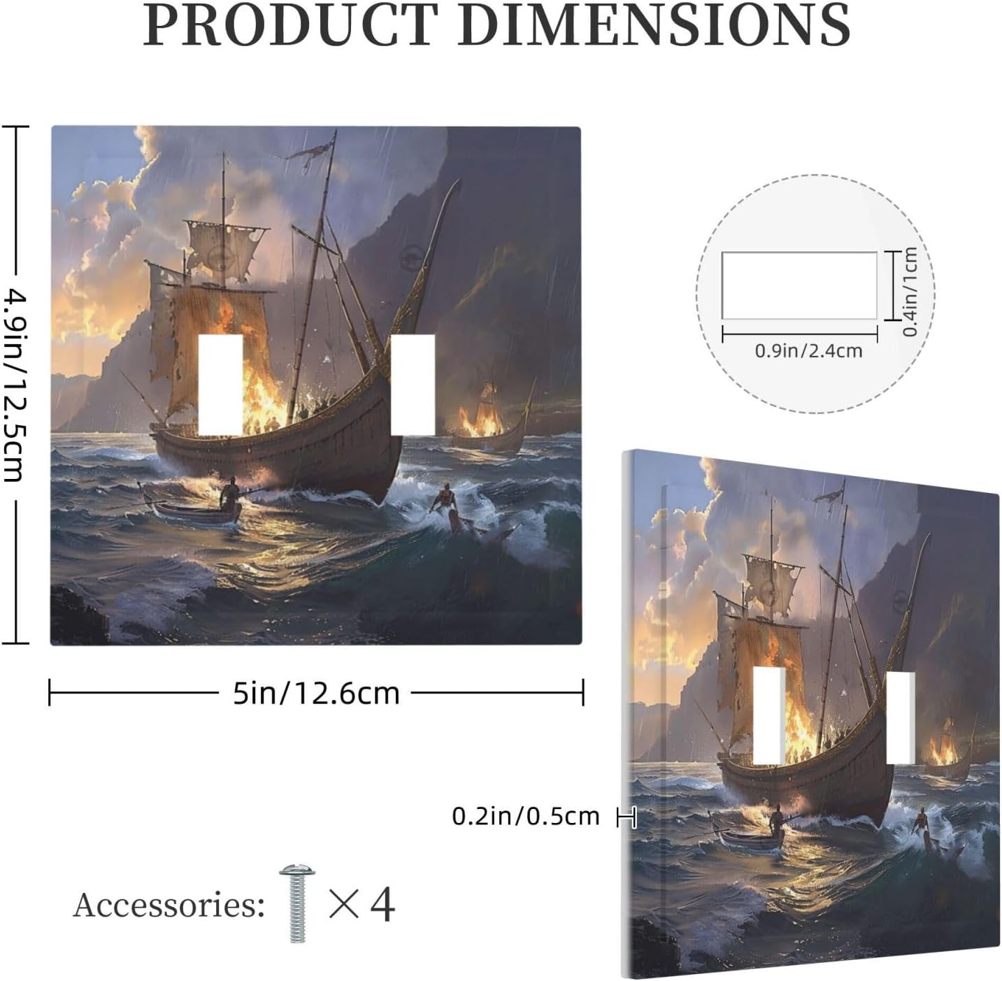 Decorative Switch Plate Covers Medieval Vintage Sailing Adventure Sailings Ocean Waves 2 Gang Double Toggle Light Switch Cover Plate Electrical Wall Plate Outlet Cover for Bedroom Cabin Decor