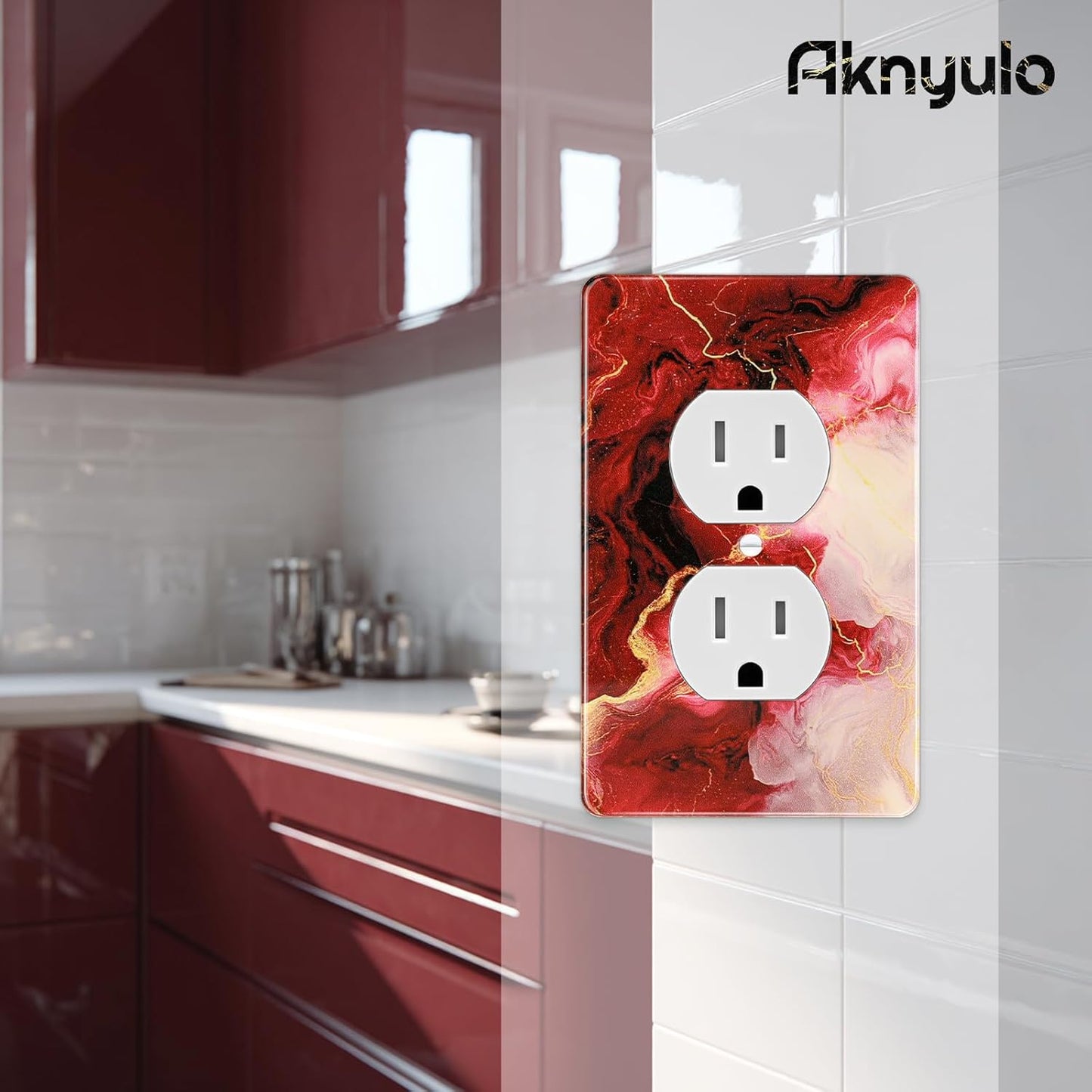 Rich Burgundy Marble Acrylic Switch Light Cover Decorative Outlet Covers Wall Plate Single Toggle Wall Plate Cover