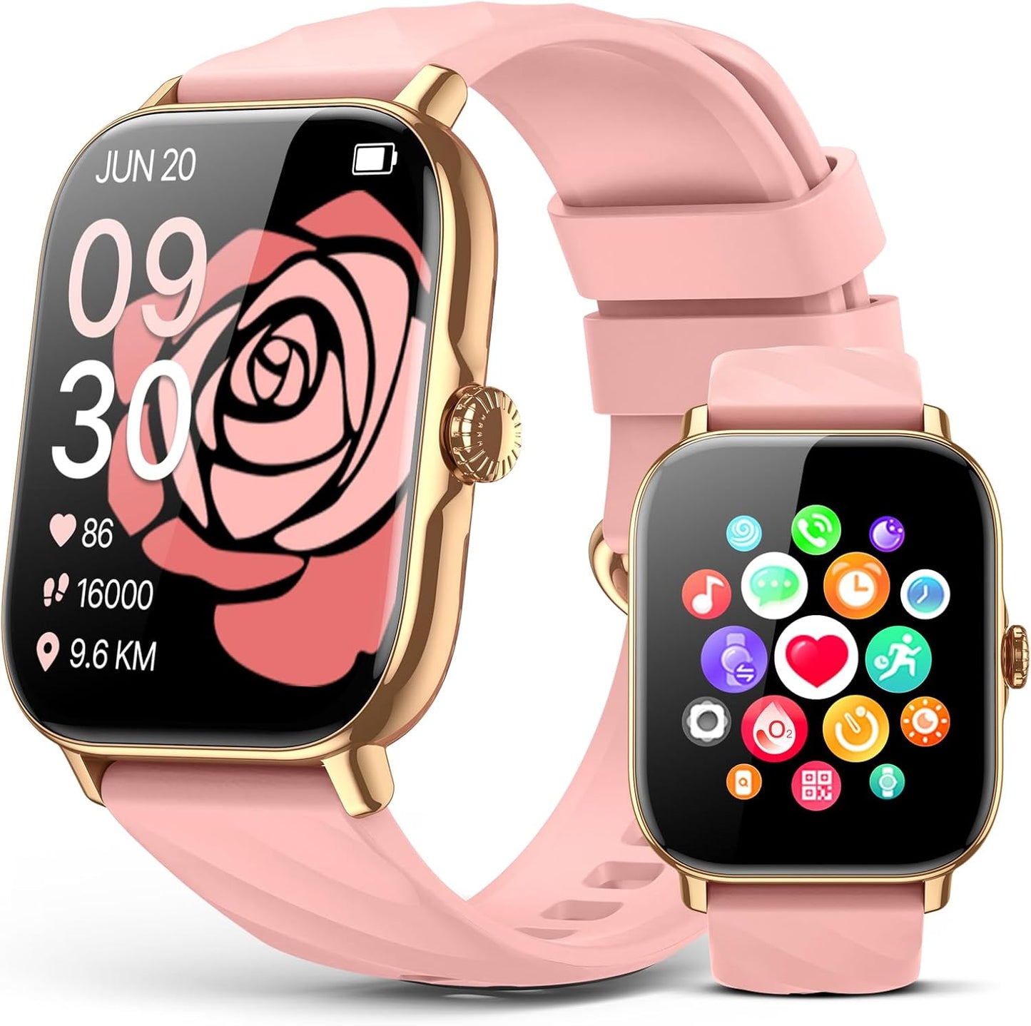 Smart Watches Fitness Tracker for Men Women with Step Counter, Sleep / Calorie Monitor, Pedometer, IP68 Waterproof, 120+ Sports for iPhone Android, 1.91”HD Touchscreen Smartwatch (Casual, Pink, 1.91)