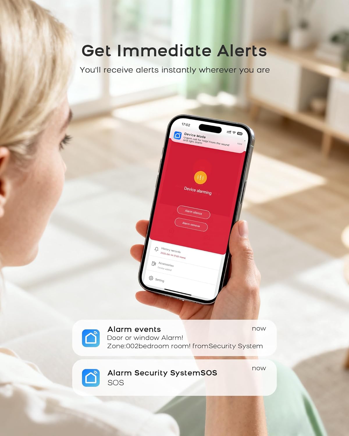 WiFi Door Alarm System, Wireless Alarm System 13 Piece Kit with Phone APP Alert Siren Door Window Sensor Motion Sensor Compatible with Alexa No Contract Ideal for Home, Garage, Apartment